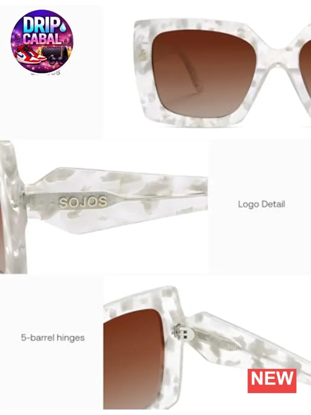 Oversized Square Acetate Sunglasses Women Retro Trendy UV400 Polarized Shades